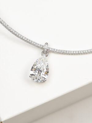 B2B Custom Order: 6ct Pear Lab Diamond Collar Necklace - Fully Customizable Design & Specifications