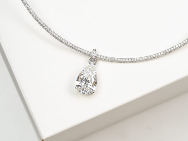 B2B Custom Order: 6ct Pear Lab Diamond Collar Necklace - Fully Customizable Design & Specifications