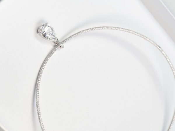 B2B Custom Order: 6ct Pear Lab Diamond Collar Necklace - Fully Customizable Design & Specifications