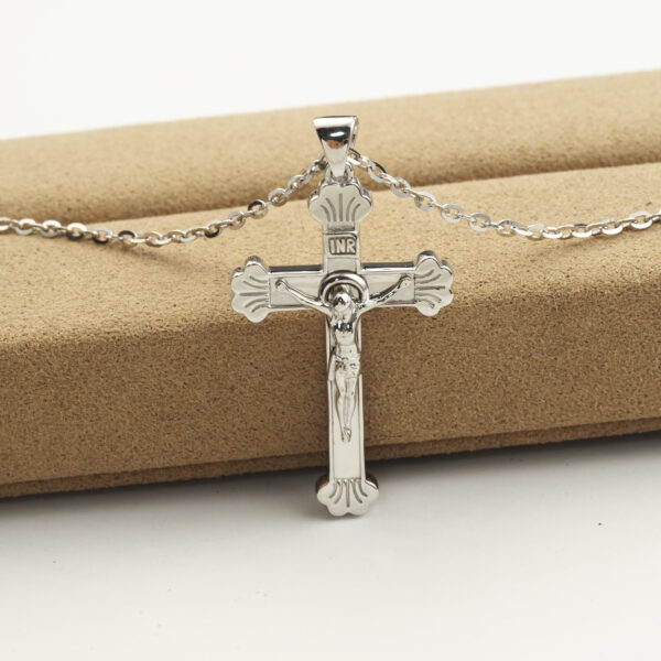 Custom Catholic Cross Pendant Necklace - Choose Your Stone & Metal