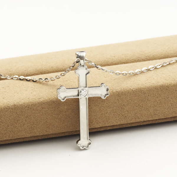 Custom Catholic Cross Pendant Necklace - Choose Your Stone & Metal