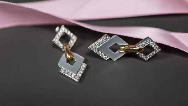 Custom Diamond & Mother-of-Pearl Earrings - Bespoke Luxury Jewelry for Brands