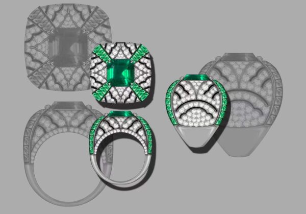 Luxury Emerald Ring Designs for Wholesale - Full Customization from Concept to Creation