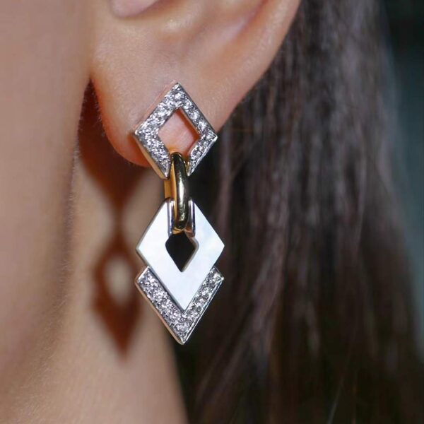 Custom Diamond & Mother-of-Pearl Earrings - Bespoke Luxury Jewelry for Brands