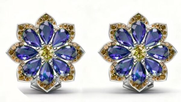 Ready to sell Petals Collection – Lab-Grown Diamond & Gemstone Stud Earrings