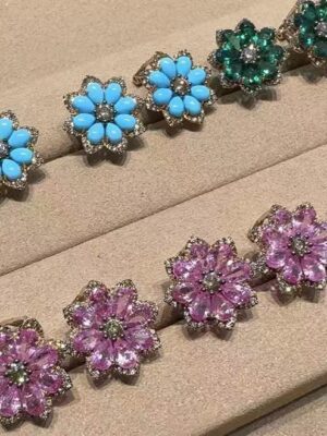 Ready to sell Petals Collection – Lab-Grown Diamond & Gemstone Stud Earrings