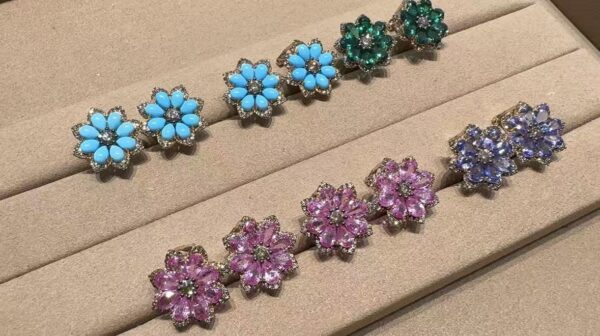 Ready to sell Petals Collection – Lab-Grown Diamond & Gemstone Stud Earrings